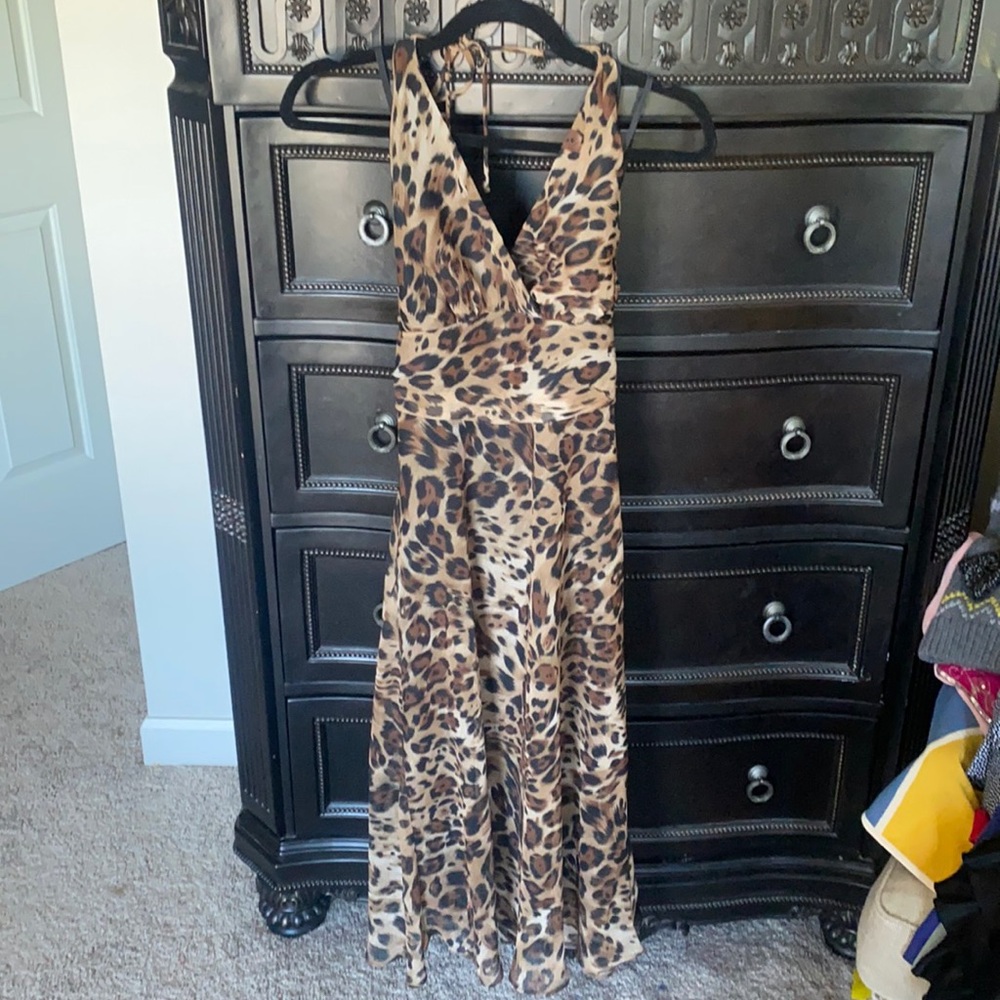 Rabbit Rabbit Rabbit Leopard Print Halter Chiffon… - image 1